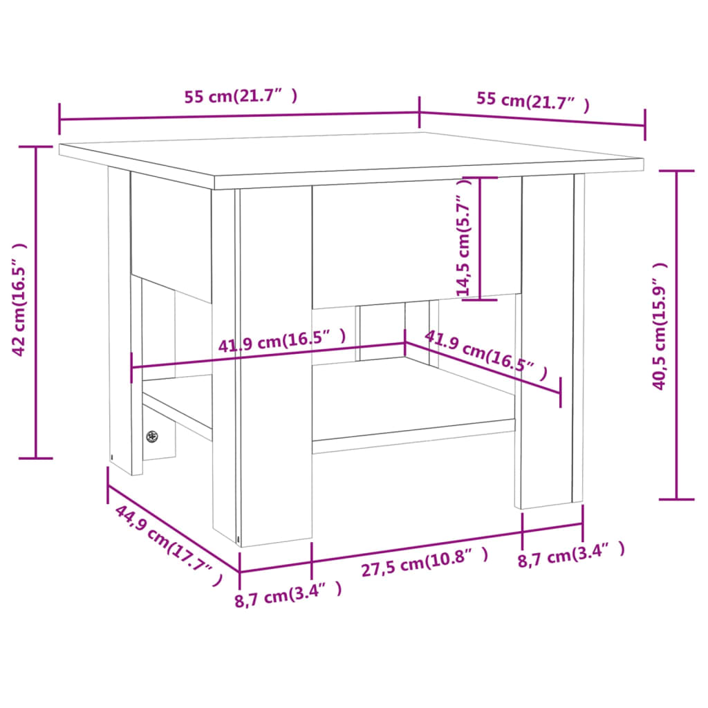 Couchtisch Betongrau 55x55x42 cm Holzwerkstoff