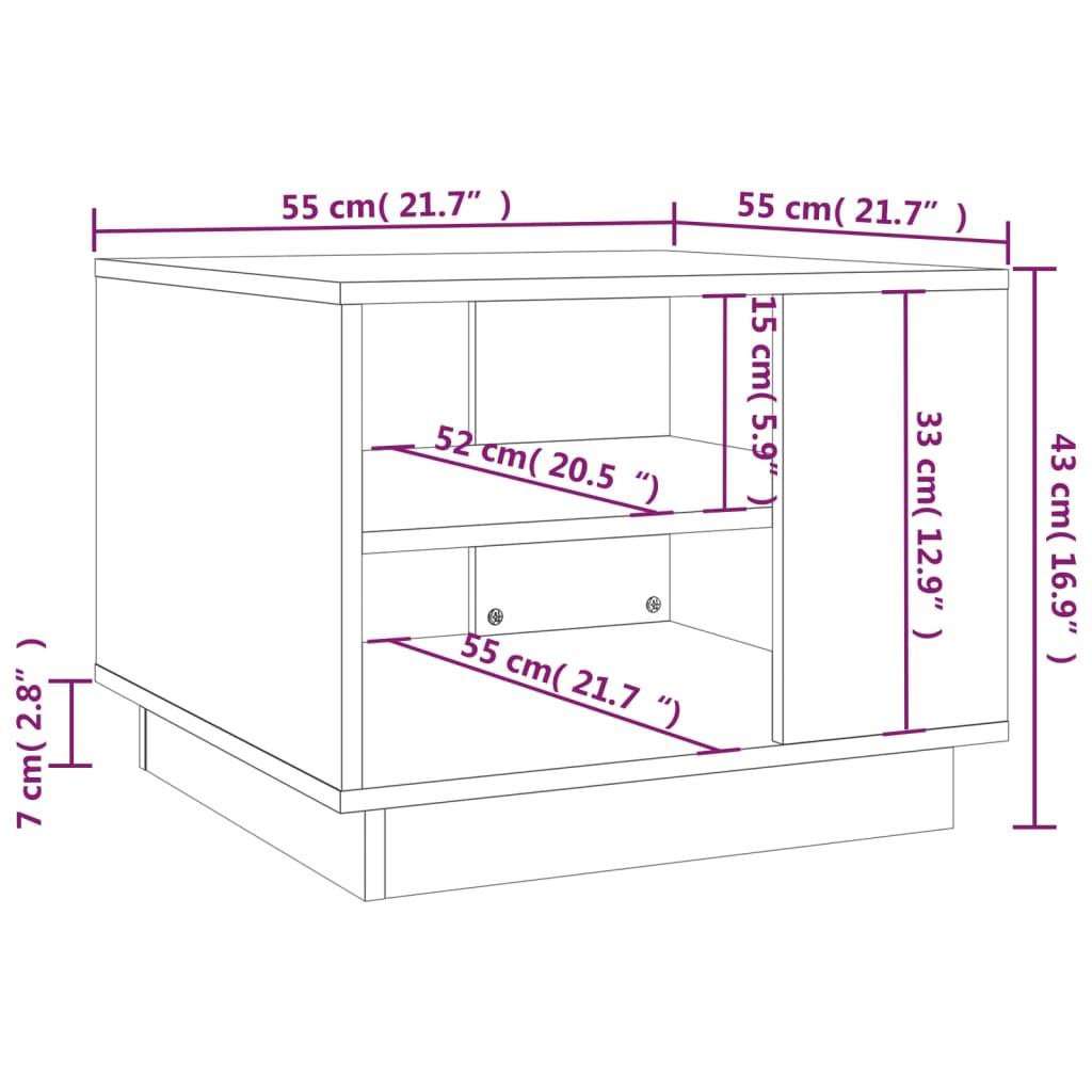 Couchtisch Schwarz 55x55x43 cm Holzwerkstoff