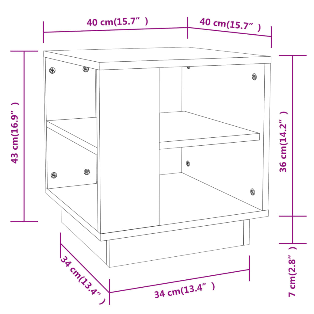 Couchtisch Schwarz 40x40x43 cm Holzwerkstoff