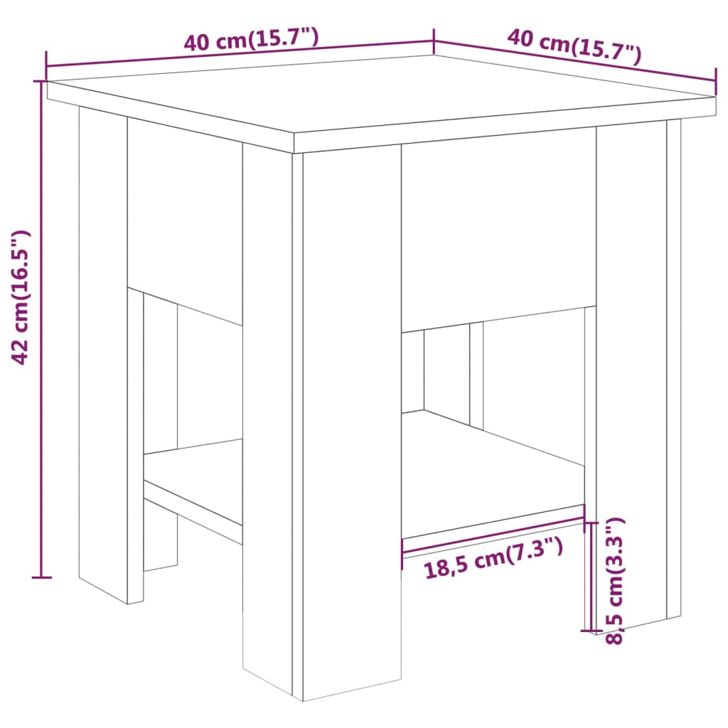 Couchtisch Grau Sonoma 40x40x42 cm Holzwerkstoff