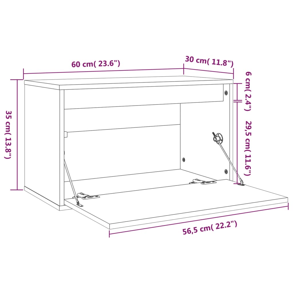 Wandschrank 60x30x35 cm Massivholz Kiefer