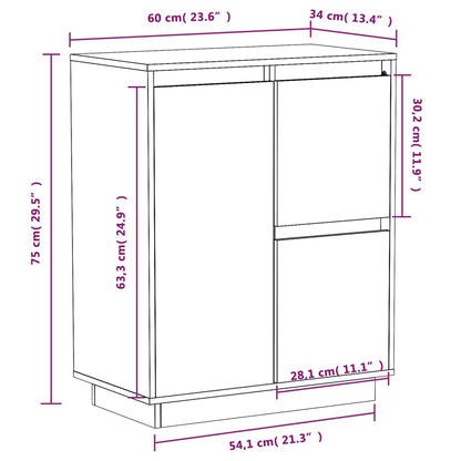 Sideboard Weiß 60x34x75 cm Massivholz Kiefer