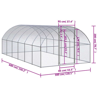 Outdoor-Hühnerstall 3x6x2 m Verzinkter Stahl