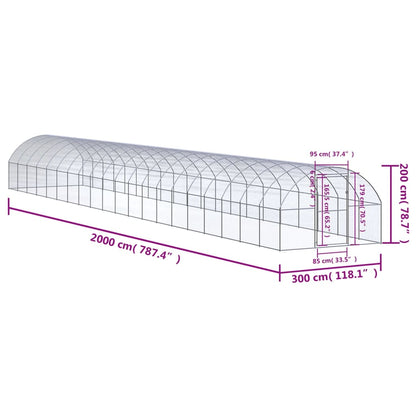 Outdoor-Hühnerstall 3x20x2 m Verzinkter Stahl