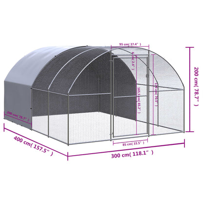 Outdoor-Hühnerstall 3x4x2 m Verzinkter Stahl