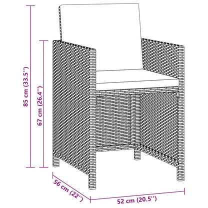 3-tlg. Garten-Essgruppe mit Kissen Poly Rattan Grau