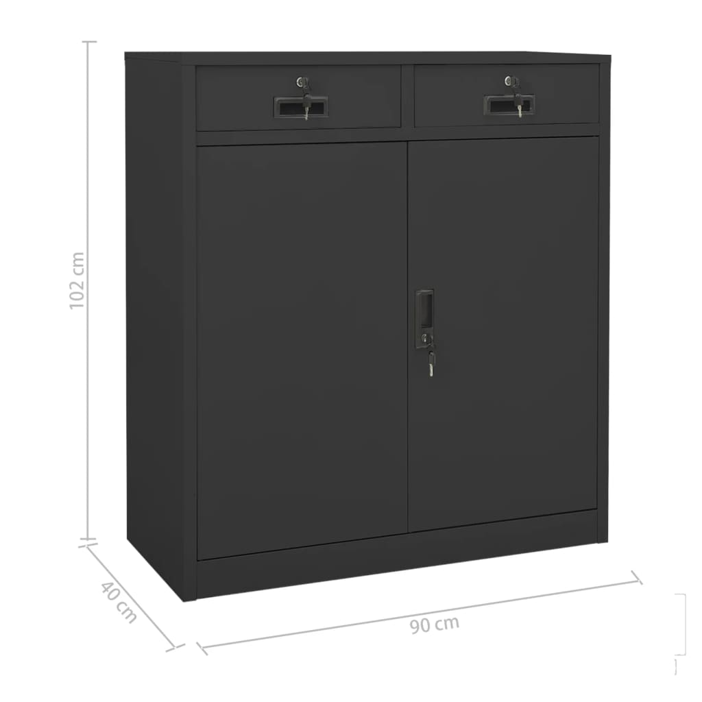 Büroschrank mit Pflanzkasten Anthrazit 90x40x125 cm Stahl