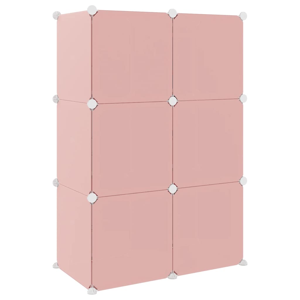 Kinderschrank Modular mit 6 Würfeln Rosa PP