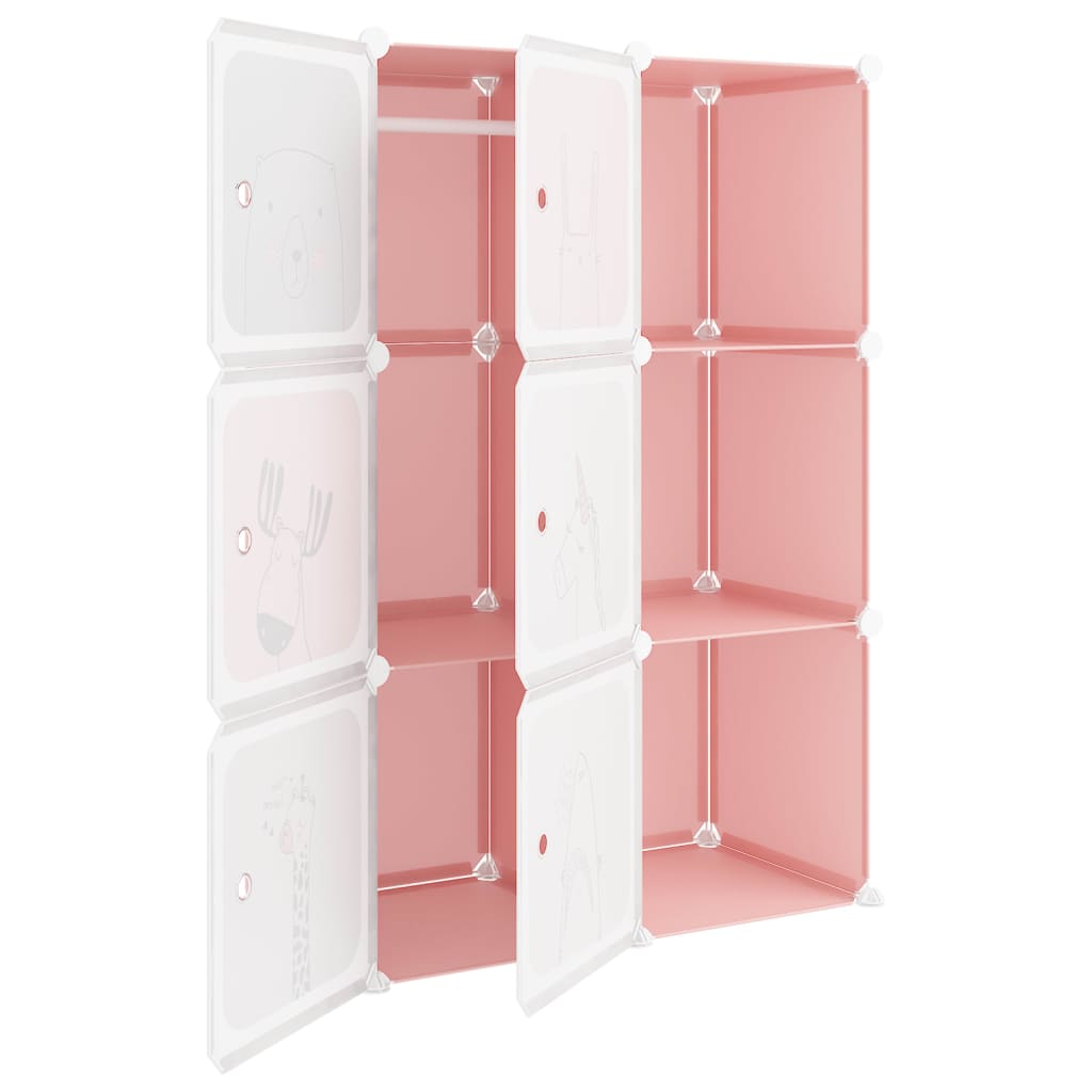 Kinderschrank Modular mit 6 Würfeln Rosa PP