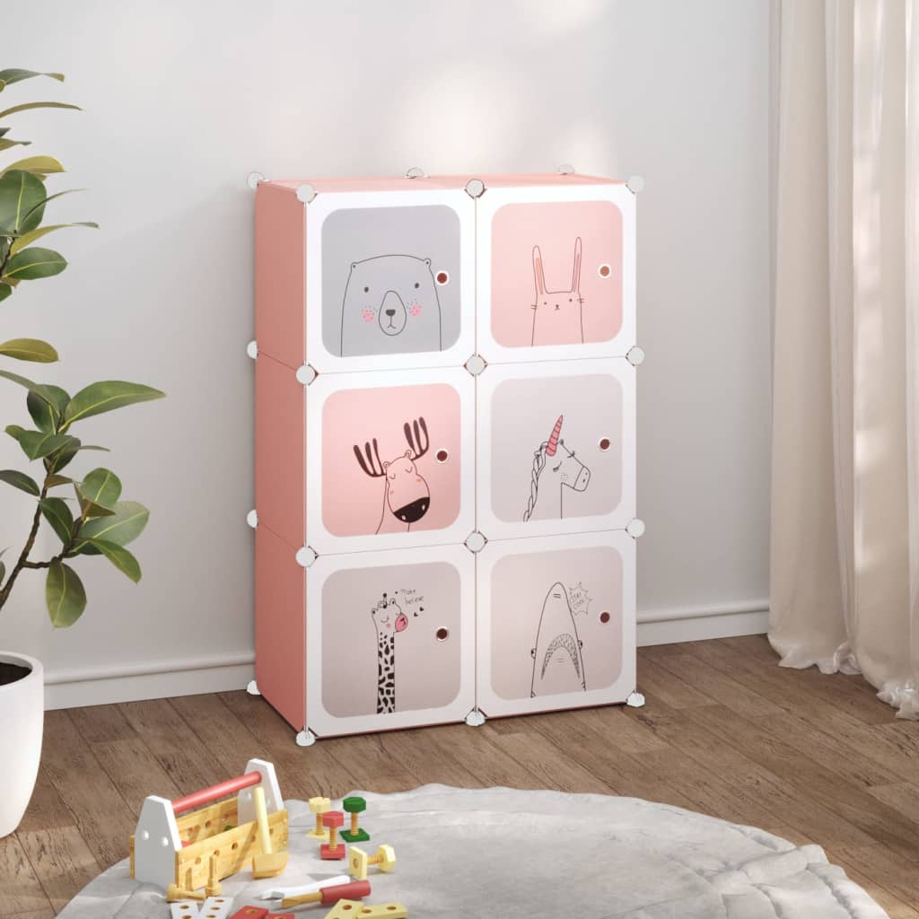 Kinderschrank Modular mit 6 Würfeln Rosa PP