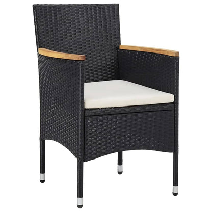 5-tlg. Bistro-Set Poly-Rattan und Hartglas Schwarz