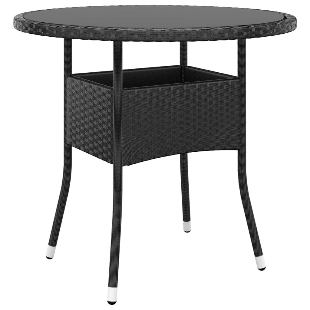 5-tlg. Bistro-Set Poly-Rattan und Hartglas Schwarz