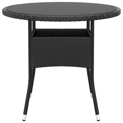 5-tlg. Bistro-Set Poly-Rattan und Hartglas Schwarz