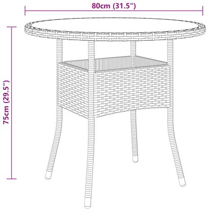 5-tlg. Bistro-Set Poly-Rattan und Hartglas Schwarz