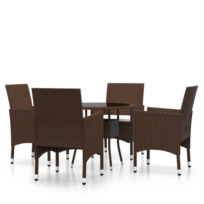 5-tlg. Bistro-Set Poly-Rattan und Hartglas Braun