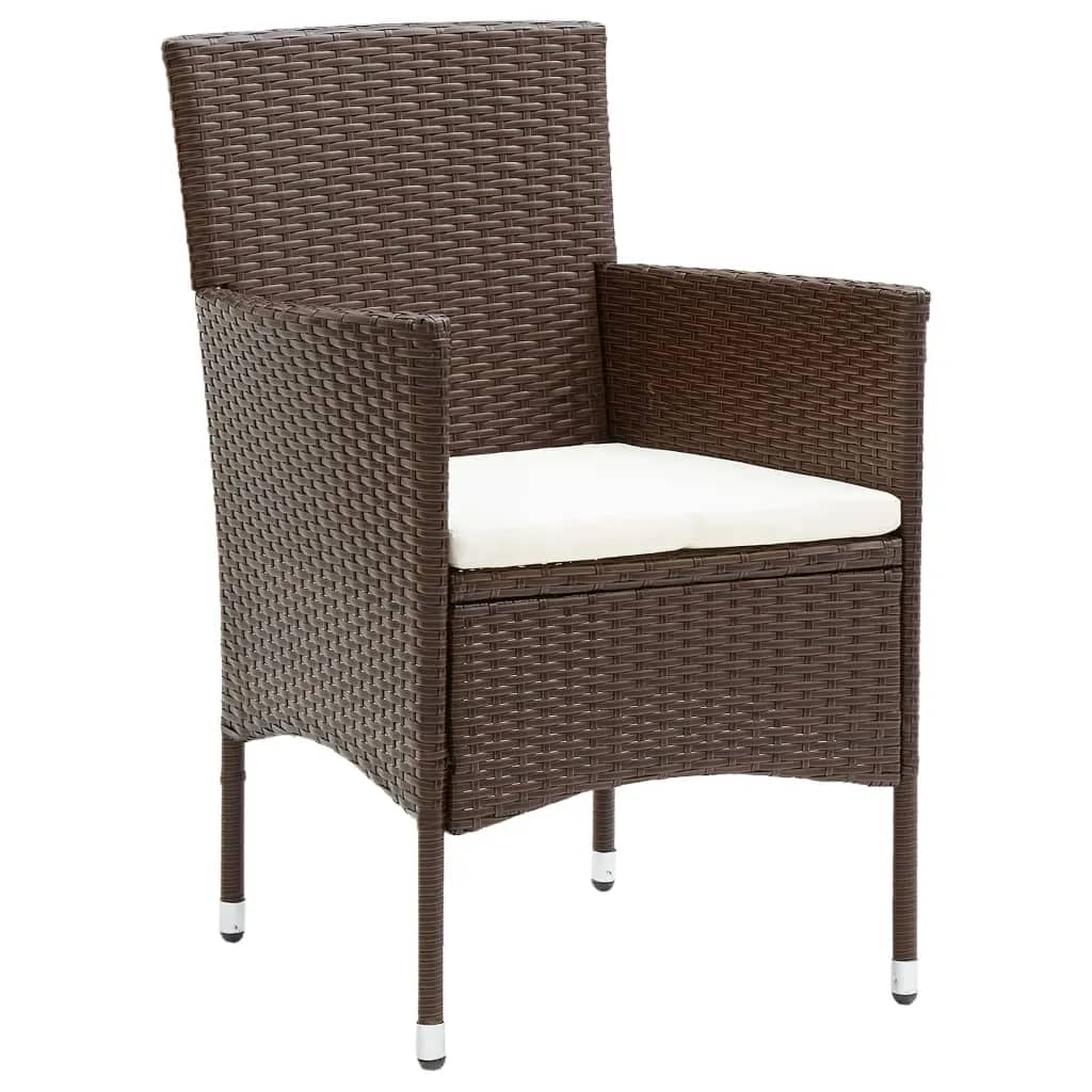 5-tlg. Bistro-Set Poly-Rattan und Hartglas Braun