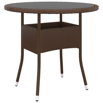 5-tlg. Bistro-Set Poly-Rattan und Hartglas Braun