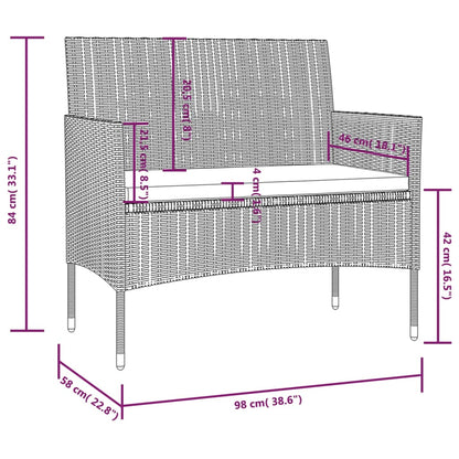 16-tlg. Garten-Lounge-Set mit Auflagen Poly Rattan Schwarz