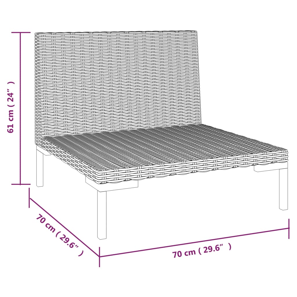 Gartensofas 2 Stk. mit Kissen Halbrundes Poly Rattan