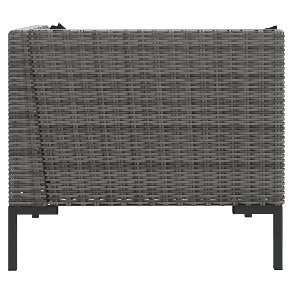 Gartensofas 2 Stk. mit Kissen Halbrundes Poly Rattan