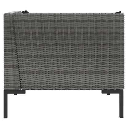 3-tlg. Garten-Lounge-Set Dunkelgrau Halbrundes Poly Rattan