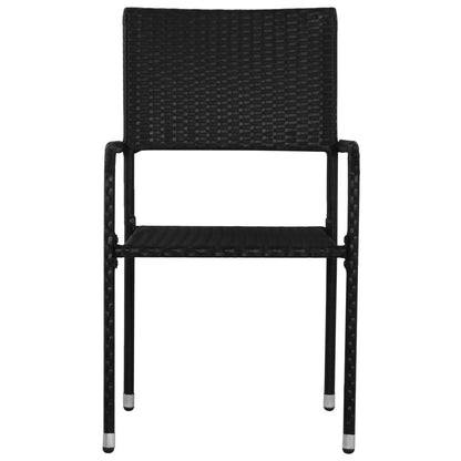 Garten-Essstühle 2 Stk. Stapelbar Schwarz Poly Rattan