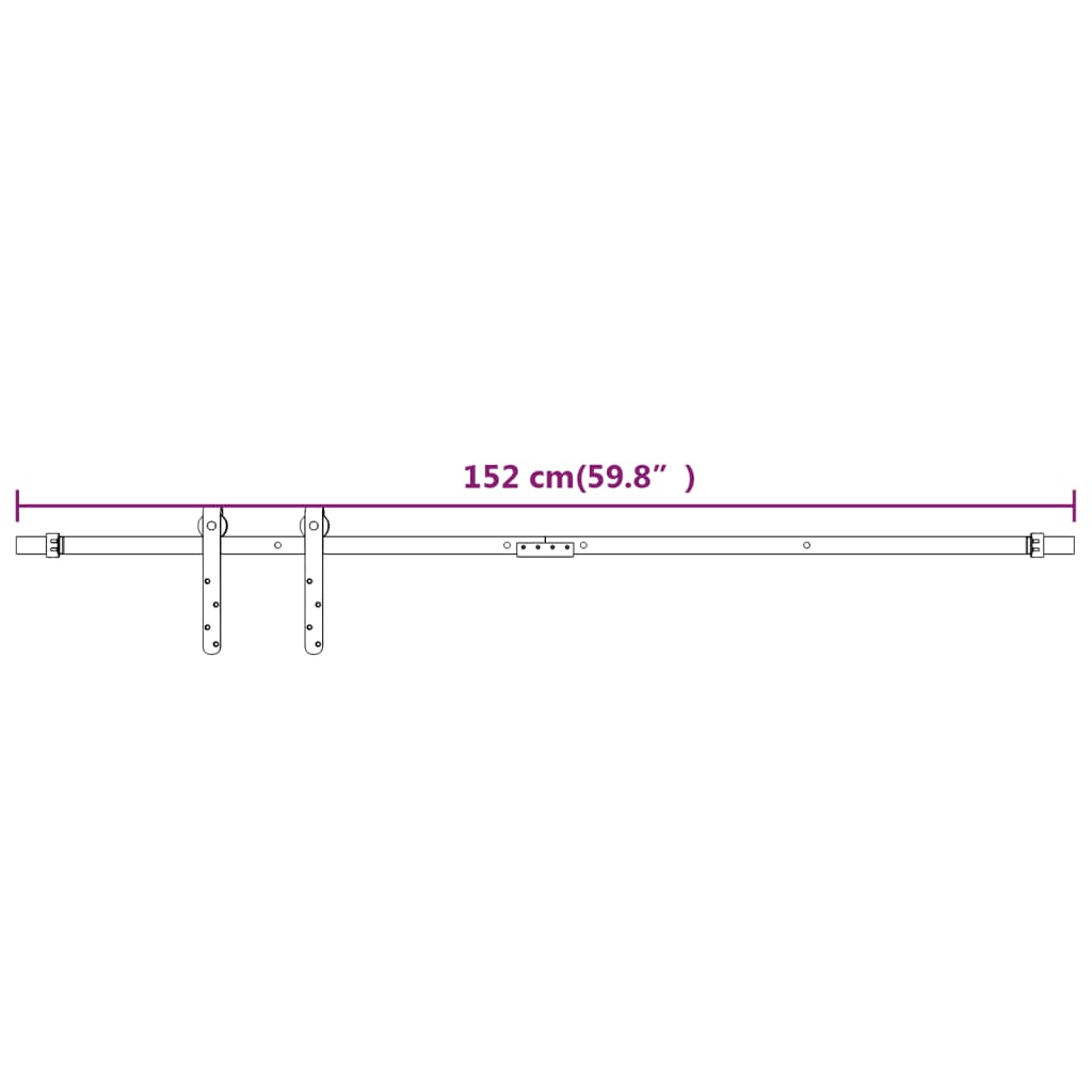 Mini Schiebetürbeschlag Set für Schranktüren Carbonstahl 152 cm