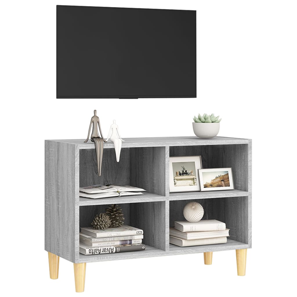 TV-Schrank mit Massivholz-Beinen Grau Sonoma 69,5x30x50 cm