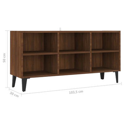 TV-Schrank mit Metallbeinen Braun Eichen-Optik 103,5x30x50 cm