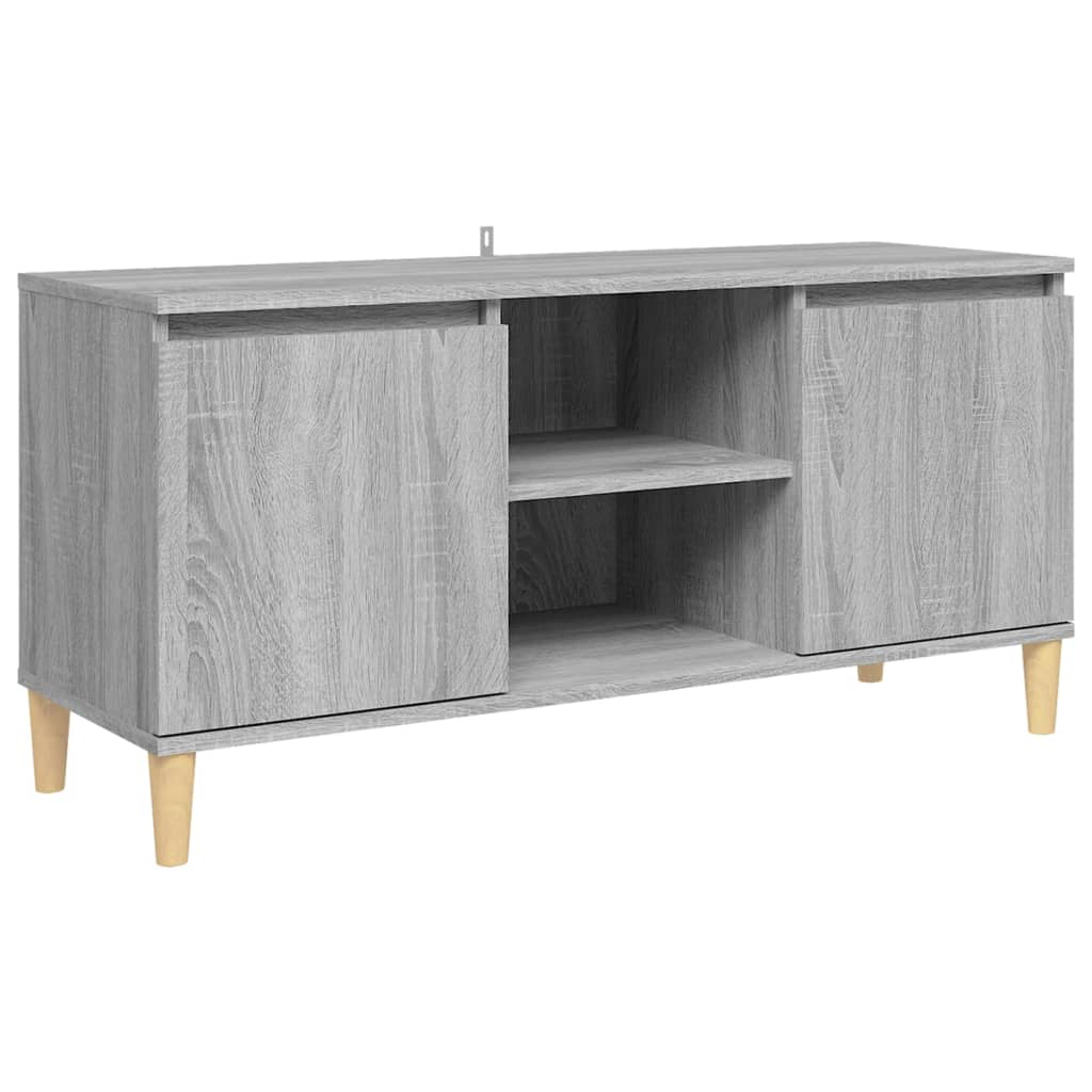 TV-Schrank mit Massivholz-Beinen Grau Sonoma 103,5x35x50 cm