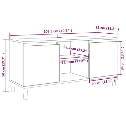 TV-Schrank mit Massivholz-Beinen Grau Sonoma 103,5x35x50 cm