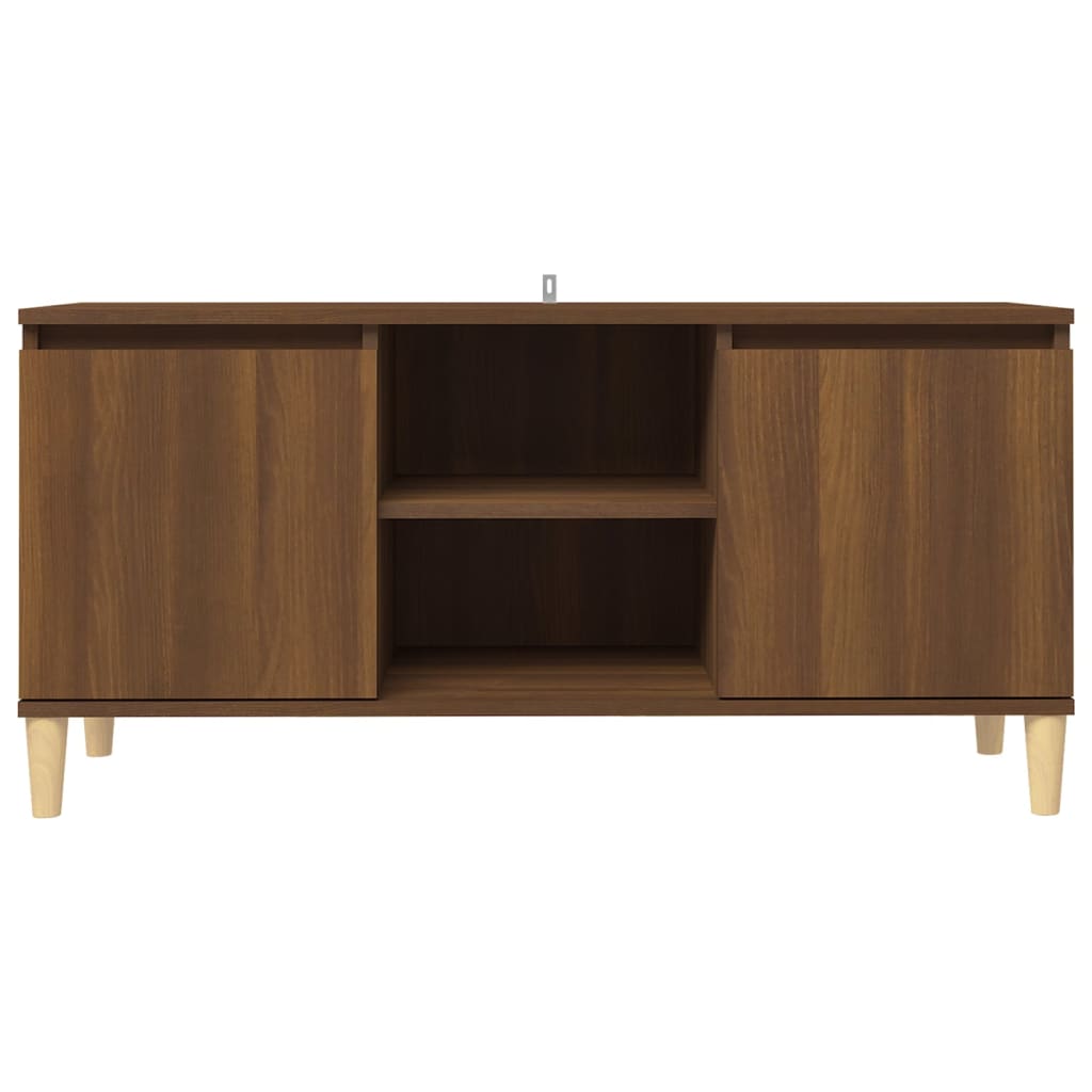 TV-Schrank Massivholz-Beine Braun Eichen-Optik 103,5x35x50 cm