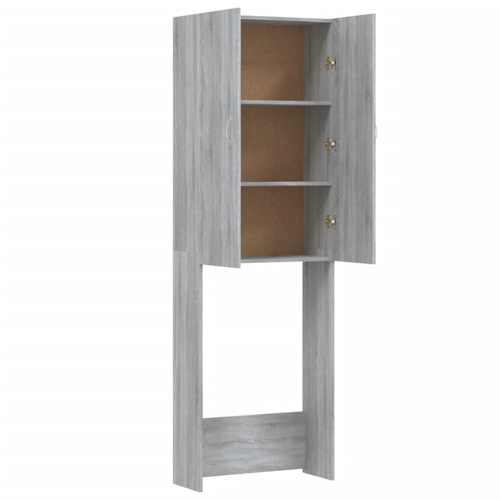 Waschmaschinenschrank Grau Sonoma 64x25,5x190 cm