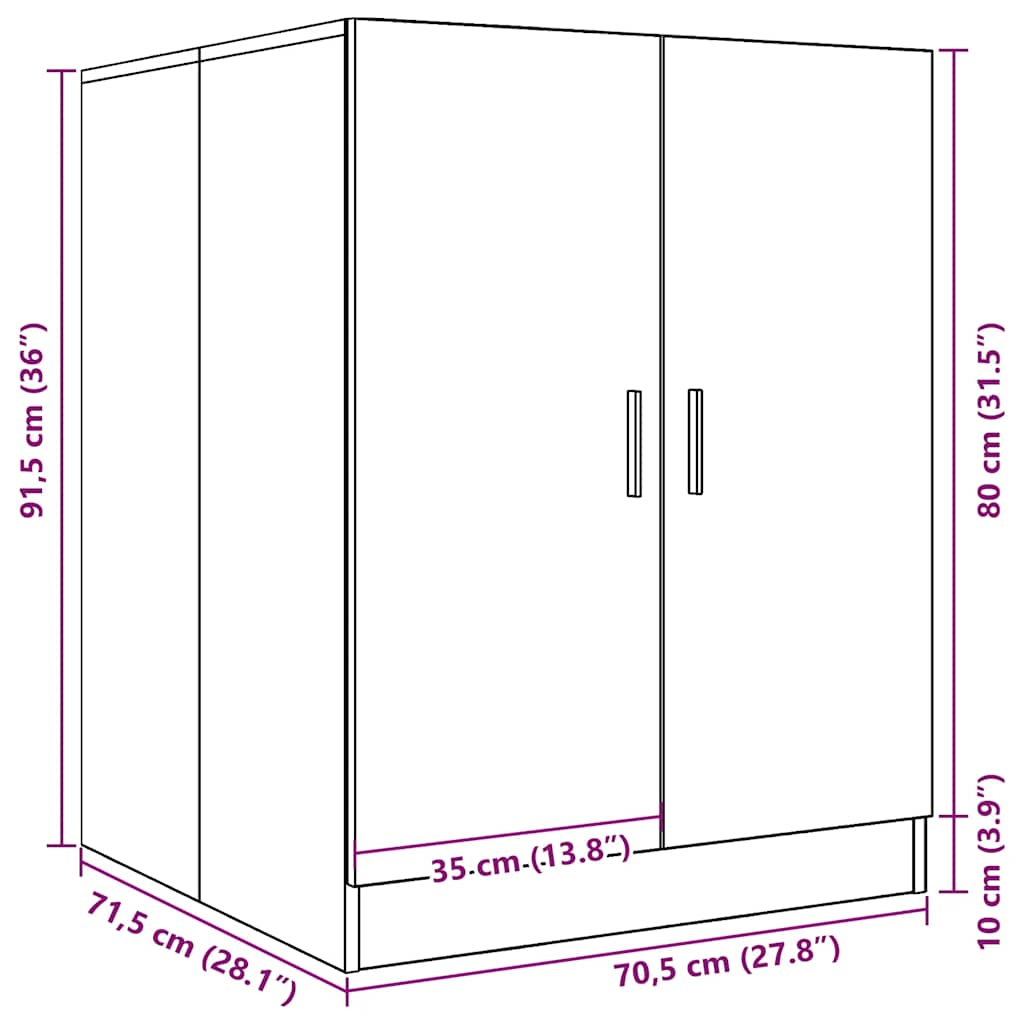 Waschmaschinenschrank Räuchereiche 71x71,5x91,5 cm