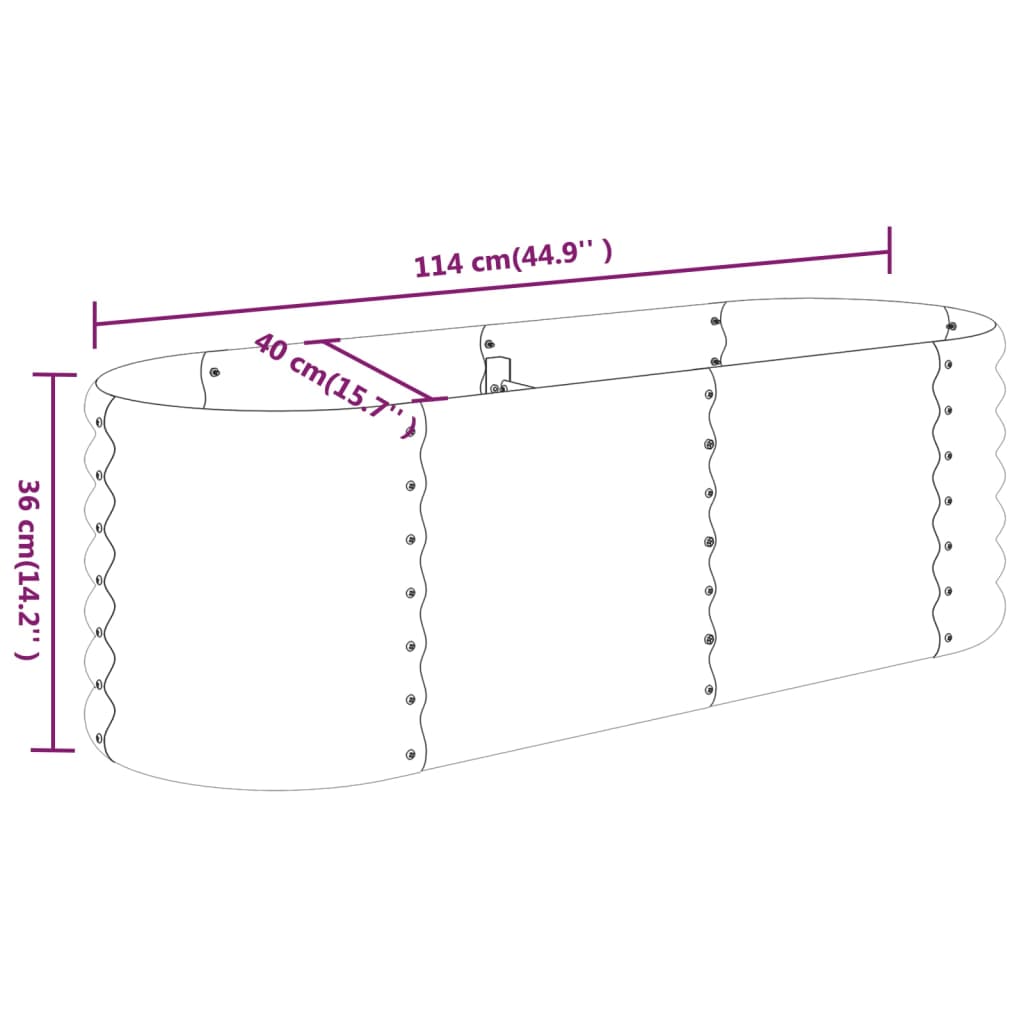 Hochbeet Pulverbeschichteter Stahl 114x40x36 cm Braun