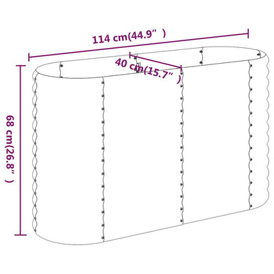 Hochbeet Pulverbeschichteter Stahl 114x40x68 cm Grau