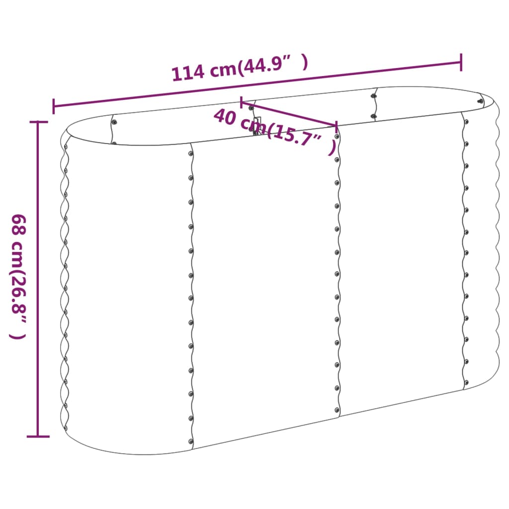 Hochbeet Pulverbeschichteter Stahl 114x40x68 cm Braun