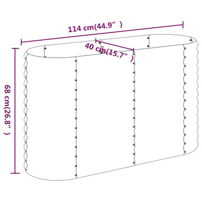 Hochbeet Pulverbeschichteter Stahl 114x40x68 cm Braun