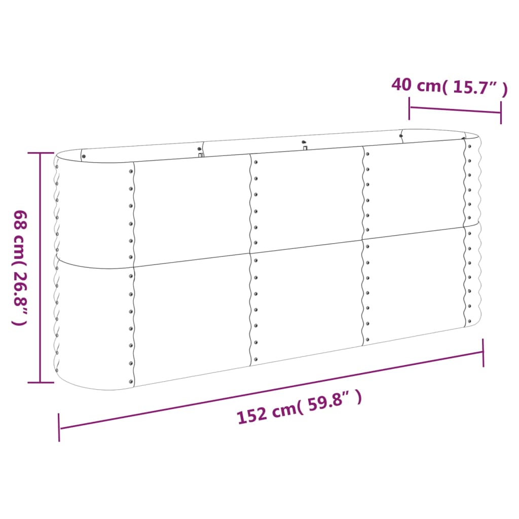 Hochbeet Pulverbeschichteter Stahl 152x40x68 cm Grün