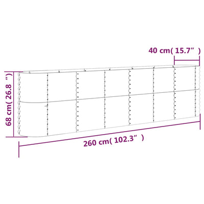 Hochbeet Pulverbeschichteter Stahl 260x40x68 cm Grau