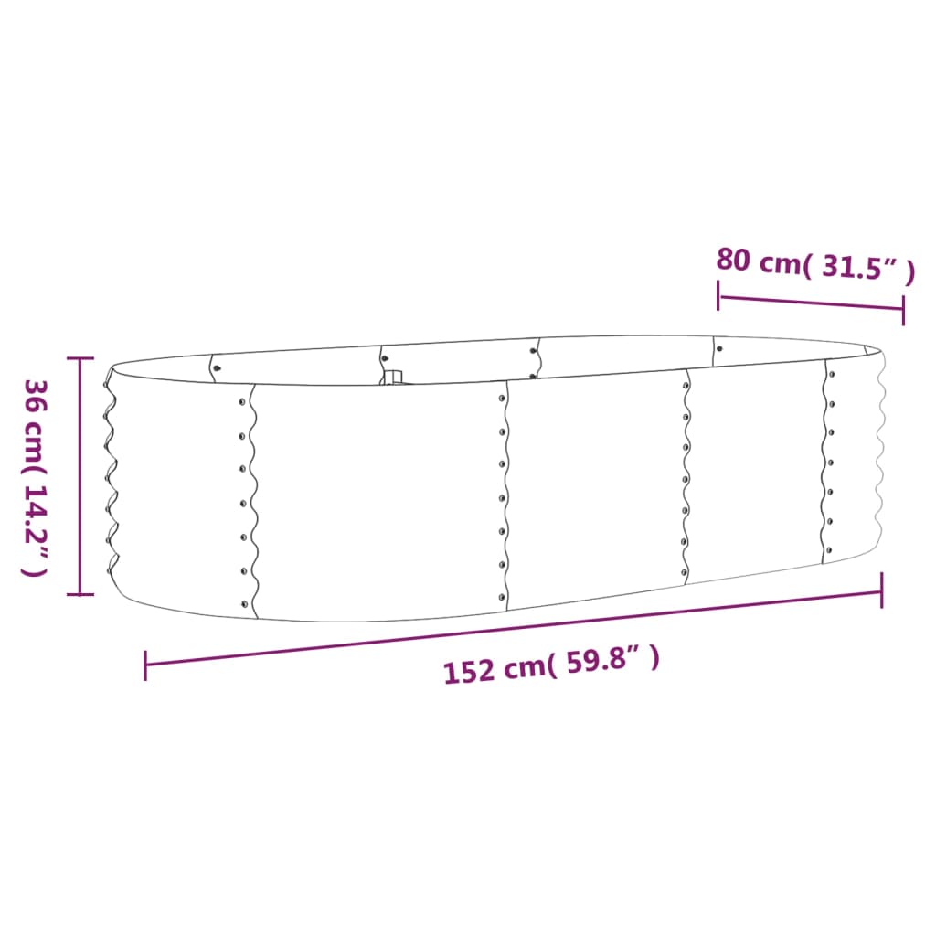 Hochbeet Pulverbeschichteter Stahl 152x80x36 cm Braun