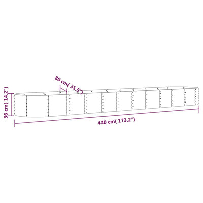 Hochbeet Pulverbeschichteter Stahl 440x80x36 cm Braun