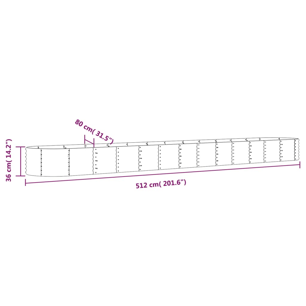 Hochbeet Pulverbeschichteter Stahl 512x80x36 cm Grau