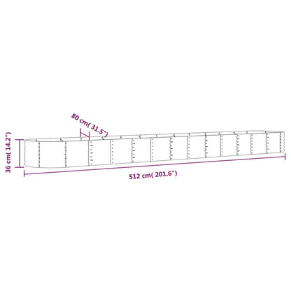 Hochbeet Pulverbeschichteter Stahl 512x80x36 cm Braun