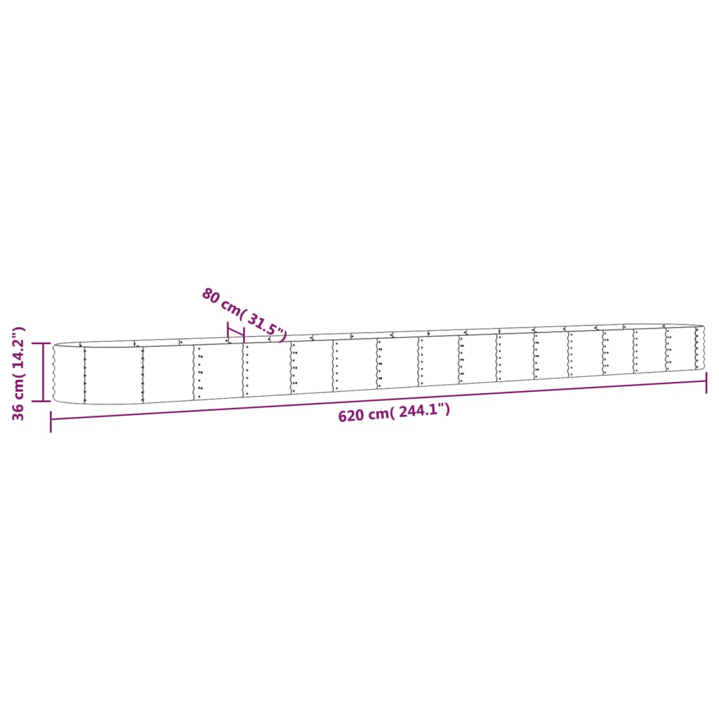 Hochbeet Pulverbeschichteter Stahl 620x80x36 cm Anthrazit