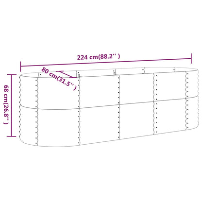 Hochbeet Pulverbeschichteter Stahl 224x80x68 cm Braun