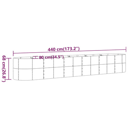 Hochbeet Pulverbeschichteter Stahl 440x80x68 cm Grau