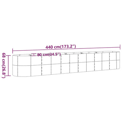 Hochbeet Pulverbeschichteter Stahl 440x80x68 cm Grau