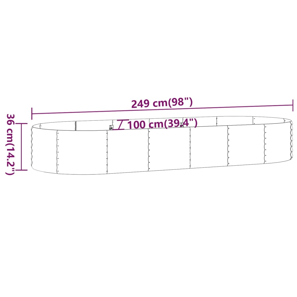 Hochbeet Pulverbeschichteter Stahl 249x100x36 cm Braun