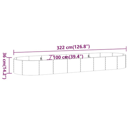 Hochbeet Pulverbeschichteter Stahl 322x100x36 cm Anthrazit